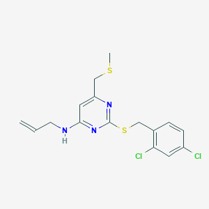 molecular formula C16H17Cl2N3S2 B2751160 N-allyl-2-[(2,4-dichlorobenzyl)sulfanyl]-6-[(methylsulfanyl)methyl]-4-pyrimidinamine CAS No. 341965-73-9