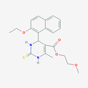 molecular formula C21H24N2O4S B2751175 2-methoxyethyl 4-(2-ethoxynaphthalen-1-yl)-6-methyl-2-sulfanylidene-3,4-dihydro-1H-pyrimidine-5-carboxylate CAS No. 391222-01-8