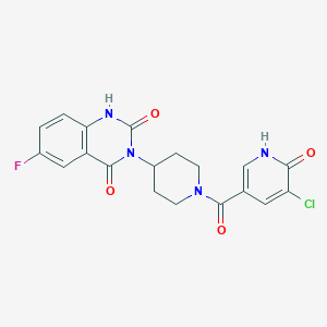 molecular formula C19H16ClFN4O4 B2751190 3-(1-(5-氯-6-羟基烟酰基)哌啶-4-基)-6-氟喹唑啉-2,4(1H,3H)-二酮 CAS No. 2034261-77-1