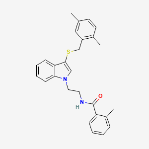 molecular formula C27H28N2OS B2751194 N-(2-(3-((2,5-dimethylbenzyl)thio)-1H-indol-1-yl)ethyl)-2-methylbenzamide CAS No. 532970-12-0