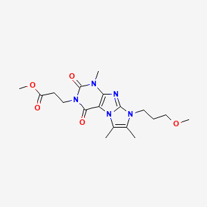 molecular formula C18H25N5O5 B2751198 methyl 3-(8-(3-methoxypropyl)-1,6,7-trimethyl-2,4-dioxo-1H-imidazo[2,1-f]purin-3(2H,4H,8H)-yl)propanoate CAS No. 886899-53-2