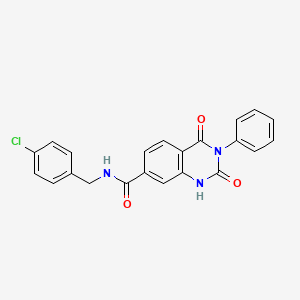 molecular formula C22H16ClN3O3 B2751203 N-[(4-chlorophenyl)methyl]-2,4-dioxo-3-phenyl-1,2,3,4-tetrahydroquinazoline-7-carboxamide CAS No. 892293-64-0