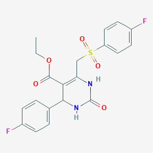 molecular formula C20H18F2N2O5S B2751211 Ethyl 6-[(4-fluorobenzenesulfonyl)methyl]-4-(4-fluorophenyl)-2-oxo-1,2,3,4-tetrahydropyrimidine-5-carboxylate CAS No. 902583-19-1