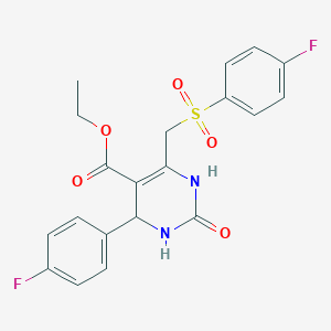 molecular formula C20H18F2N2O5S B2751211 Ethyl 4-(4-fluorophenyl)-6-{[(4-fluorophenyl)sulfonyl]methyl}-2-oxo-1,2,3,4-tetrahydropyrimidine-5-carboxylate CAS No. 902583-19-1