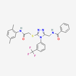 molecular formula C27H24F3N5O2S B2751219 N-{[5-({[(2,5-dimethylphenyl)carbamoyl]methyl}sulfanyl)-4-[3-(trifluoromethyl)phenyl]-4H-1,2,4-triazol-3-yl]methyl}benzamide CAS No. 393839-84-4