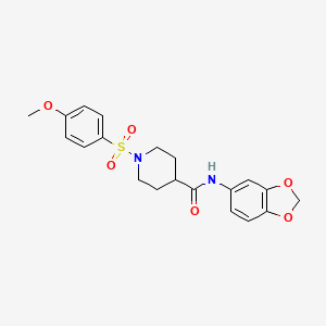 molecular formula C20H22N2O6S B2751232 N-(2H-1,3-BENZODIOXOL-5-YL)-1-(4-METHOXYBENZENESULFONYL)PIPERIDINE-4-CARBOXAMIDE CAS No. 444785-90-4
