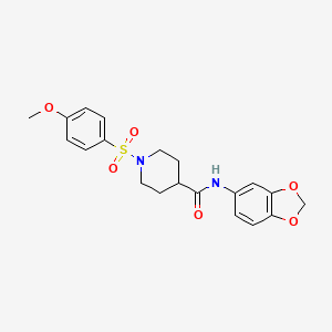 molecular formula C20H22N2O6S B2751232 N-(1,3-benzodioxol-5-yl)-1-(4-methoxyphenyl)sulfonylpiperidine-4-carboxamide CAS No. 444785-90-4