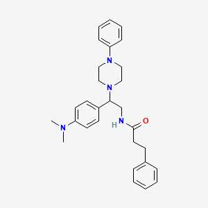 molecular formula C29H36N4O B2751234 N-{2-[4-(dimethylamino)phenyl]-2-(4-phenylpiperazin-1-yl)ethyl}-3-phenylpropanamide CAS No. 946286-46-0