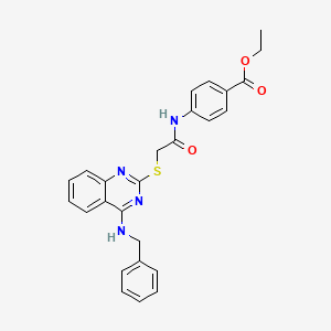 molecular formula C26H24N4O3S B2751239 ethyl 4-(2-{[4-(benzylamino)quinazolin-2-yl]sulfanyl}acetamido)benzoate CAS No. 422531-91-7