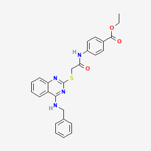 molecular formula C26H24N4O3S B2751239 Ethyl 4-(2-((4-(benzylamino)quinazolin-2-yl)thio)acetamido)benzoate CAS No. 422531-91-7