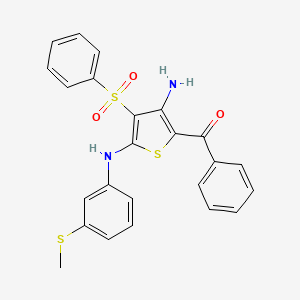 molecular formula C24H20N2O3S3 B2751258 [3-Amino-4-(benzenesulfonyl)-5-(3-methylsulfanylanilino)thiophen-2-yl]-phenylmethanone CAS No. 866843-43-8