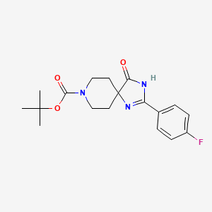 molecular formula C18H22FN3O3 B2751261 tert-Butyl 2-(4-fluorophenyl)-4-oxo-1,3,8-triazaspiro[4.5]dec-1-ene-8-carboxylate CAS No. 1707713-85-6