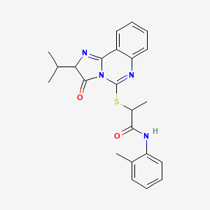 molecular formula C23H24N4O2S B2751264 2-((2-异丙基-3-氧代-2,3-二氢咪唑并[1,2-c]喹唑啉-5-基)硫)-N-(邻甲苯基)丙酰胺 CAS No. 1189981-56-3