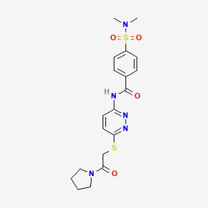molecular formula C19H23N5O4S2 B2751266 4-(N,N-dimethylsulfamoyl)-N-(6-((2-oxo-2-(pyrrolidin-1-yl)ethyl)thio)pyridazin-3-yl)benzamide CAS No. 1021225-86-4