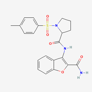 molecular formula C21H21N3O5S B2751267 N-(2-carbamoylbenzofuran-3-yl)-1-tosylpyrrolidine-2-carboxamide CAS No. 1048387-23-0