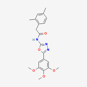 molecular formula C21H23N3O5 B2751268 2-(2,4-dimethylphenyl)-N-[5-(3,4,5-trimethoxyphenyl)-1,3,4-oxadiazol-2-yl]acetamide CAS No. 941896-02-2