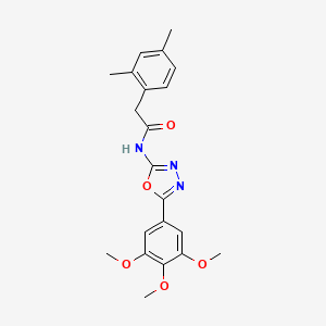 molecular formula C21H23N3O5 B2751268 2-(2,4-dimethylphenyl)-N-(5-(3,4,5-trimethoxyphenyl)-1,3,4-oxadiazol-2-yl)acetamide CAS No. 941896-02-2