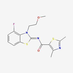 molecular formula C16H16FN3O2S2 B2751269 (Z)-N-(4-氟-3-(2-甲氧基乙基)苯并[d]噻唑-2(3H)-基亚甲基)-2,4-二甲基噻唑-5-羧酰胺 CAS No. 1173585-69-7