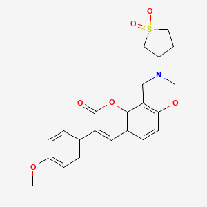 molecular formula C22H21NO6S B2751274 9-(1,1-二氧代四氢噻吩-3-基)-3-(4-甲氧基苯基)-9,10-二氢咯色啉并[8,7-e][1,3]噁唑-2(8H)-酮 CAS No. 951935-50-5