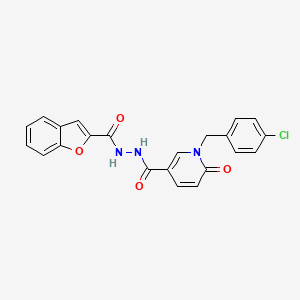 molecular formula C22H16ClN3O4 B2751292 N'-(benzofuran-2-carbonyl)-1-(4-chlorobenzyl)-6-oxo-1,6-dihydropyridine-3-carbohydrazide CAS No. 1105213-47-5