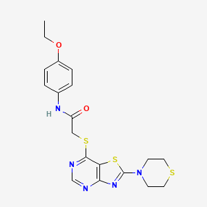 molecular formula C19H21N5O2S3 B2751297 N-(4-ethoxyphenyl)-2-{[2-(thiomorpholin-4-yl)-[1,3]thiazolo[4,5-d]pyrimidin-7-yl]sulfanyl}acetamide CAS No. 1189706-38-4