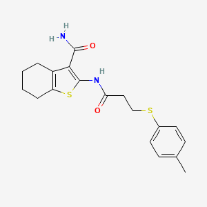 molecular formula C19H22N2O2S2 B2751313 2-(3-(p-Tolylthio)propanamido)-4,5,6,7-tetrahydrobenzo[b]thiophene-3-carboxamide CAS No. 895463-05-5