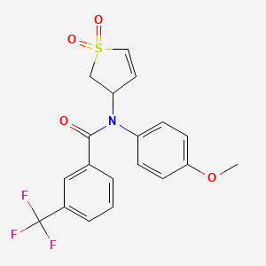molecular formula C19H16F3NO4S B2751322 N-(1,1-Dioxido-2,3-dihydro-3-thiophenyl)-N-(4-methoxyphenyl)-3-(trifluoromethyl)benzamide CAS No. 852439-27-1