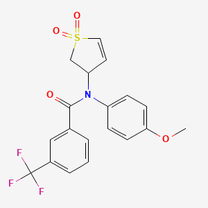 molecular formula C19H16F3NO4S B2751322 N-(1,1-dioxido-2,3-dihydrothien-3-yl)-N-(4-methoxyphenyl)-3-(trifluoromethyl)benzamide CAS No. 852439-27-1