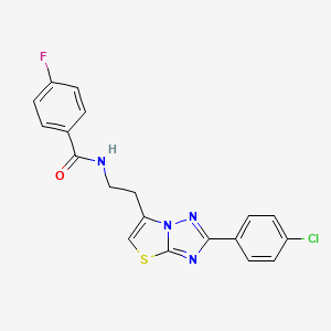 molecular formula C19H14ClFN4OS B2751326 N-(2-(2-(4-chlorophenyl)thiazolo[3,2-b][1,2,4]triazol-6-yl)ethyl)-4-fluorobenzamide CAS No. 894050-49-8