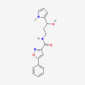 molecular formula C18H19N3O3 B2751327 N-(3-hydroxy-3-(1-methyl-1H-pyrrol-2-yl)propyl)-5-phenylisoxazole-3-carboxamide CAS No. 1798639-45-8