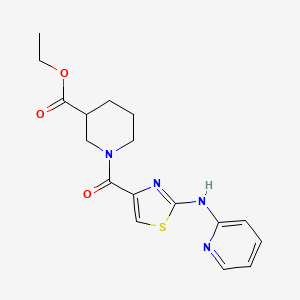 molecular formula C17H20N4O3S B2751329 Ethyl 1-(2-(pyridin-2-ylamino)thiazole-4-carbonyl)piperidine-3-carboxylate CAS No. 1286726-20-2