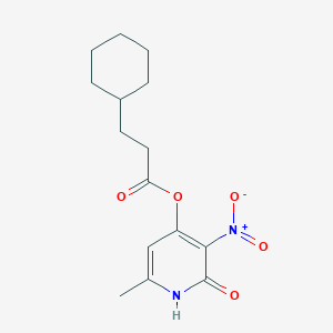 molecular formula C15H20N2O5 B2751333 6-Methyl-3-nitro-2-oxo-1,2-dihydropyridin-4-yl 3-cyclohexylpropanoate CAS No. 868679-45-2