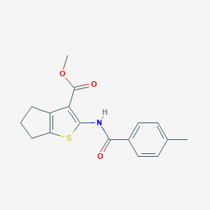 molecular formula C17H17NO3S B275135 methyl 2-[(4-methylbenzoyl)amino]-5,6-dihydro-4H-cyclopenta[b]thiophene-3-carboxylate 