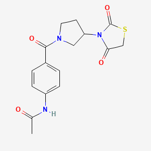 molecular formula C16H17N3O4S B2751450 N-(4-(3-(2,4-dioxothiazolidin-3-yl)pyrrolidine-1-carbonyl)phenyl)acetamide CAS No. 1798486-30-2