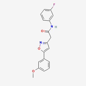 molecular formula C18H15FN2O3 B2751462 N-(3-fluorophenyl)-2-[5-(3-methoxyphenyl)-1,2-oxazol-3-yl]acetamide CAS No. 953204-01-8