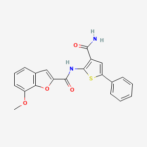 molecular formula C21H16N2O4S B2751477 N-(3-carbamoyl-5-phenylthiophen-2-yl)-7-methoxy-1-benzofuran-2-carboxamide CAS No. 941934-78-7