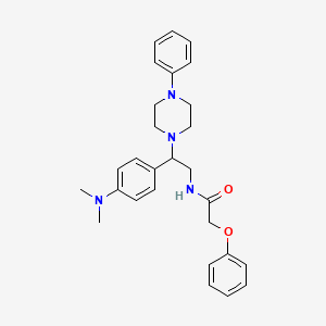 molecular formula C28H34N4O2 B2751482 N-{2-[4-(dimethylamino)phenyl]-2-(4-phenylpiperazin-1-yl)ethyl}-2-phenoxyacetamide CAS No. 946346-01-6