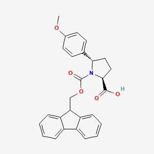 molecular formula C27H25NO5 B2751502 rac-(2R,5R)-1-{[(9H-fluoren-9-yl)methoxy]carbonyl}-5-(4-methoxyphenyl)pyrrolidine-2-carboxylic acid CAS No. 2137034-15-0