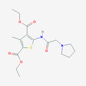 molecular formula C17H24N2O5S B275151 Diethyl 3-methyl-5-[(pyrrolidin-1-ylacetyl)amino]thiophene-2,4-dicarboxylate 