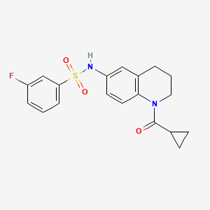 molecular formula C19H19FN2O3S B2751532 N-(1-cyclopropanecarbonyl-1,2,3,4-tetrahydroquinolin-6-yl)-3-fluorobenzene-1-sulfonamide CAS No. 932506-55-3