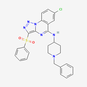 molecular formula C27H25ClN6O2S B2751553 N-[3-(BENZENESULFONYL)-7-CHLORO-[1,2,3]TRIAZOLO[1,5-A]QUINAZOLIN-5-YL]-1-BENZYLPIPERIDIN-4-AMINE CAS No. 893786-83-9