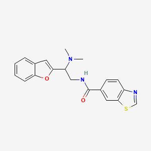 molecular formula C20H19N3O2S B2751586 N-[2-(1-benzofuran-2-yl)-2-(dimethylamino)ethyl]-1,3-benzothiazole-6-carboxamide CAS No. 2034466-34-5