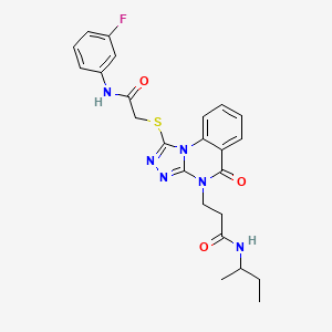 molecular formula C24H25FN6O3S B2751610 N-(butan-2-yl)-3-[1-({[(3-fluorophenyl)carbamoyl]methyl}sulfanyl)-5-oxo-4H,5H-[1,2,4]triazolo[4,3-a]quinazolin-4-yl]propanamide CAS No. 1113107-75-7