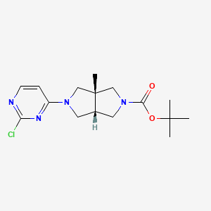 molecular formula C16H23ClN4O2 B2751641 Tert-butyl (3aR,6aS)-2-(2-chloropyrimidin-4-yl)-3a-methyl-3,4,6,6a-tetrahydro-1H-pyrrolo[3,4-c]pyrrole-5-carboxylate CAS No. 2378490-81-2