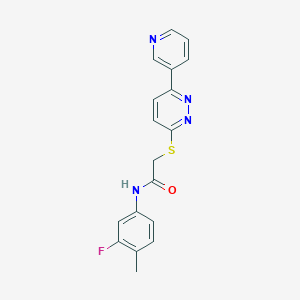 molecular formula C18H15FN4OS B2751693 N-(3-fluoro-4-methylphenyl)-2-{[6-(pyridin-3-yl)pyridazin-3-yl]sulfanyl}acetamide CAS No. 872987-76-3
