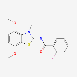 molecular formula C17H15FN2O3S B2751722 N-[(2Z)-4,7-dimethoxy-3-methyl-2,3-dihydro-1,3-benzothiazol-2-ylidene]-2-fluorobenzamide CAS No. 868370-47-2