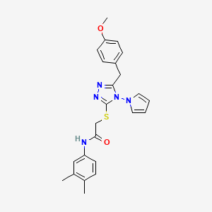 molecular formula C24H25N5O2S B2751725 N-(3,4-dimethylphenyl)-2-((5-(4-methoxybenzyl)-4-(1H-pyrrol-1-yl)-4H-1,2,4-triazol-3-yl)thio)acetamide CAS No. 896306-63-1