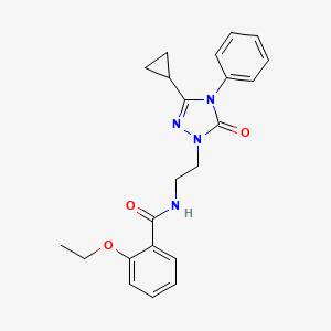 molecular formula C22H24N4O3 B2751732 N-(2-(3-cyclopropyl-5-oxo-4-phenyl-4,5-dihydro-1H-1,2,4-triazol-1-yl)ethyl)-2-ethoxybenzamide CAS No. 1421458-24-3
