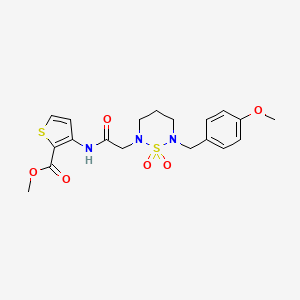 molecular formula C19H23N3O6S2 B2751738 methyl 3-(2-{6-[(4-methoxyphenyl)methyl]-1,1-dioxo-1lambda6,2,6-thiadiazinan-2-yl}acetamido)thiophene-2-carboxylate CAS No. 946354-49-0