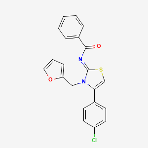 molecular formula C21H15ClN2O2S B2751753 N-[(2Z)-4-(4-chlorophenyl)-3-[(furan-2-yl)methyl]-2,3-dihydro-1,3-thiazol-2-ylidene]benzamide CAS No. 402945-91-9